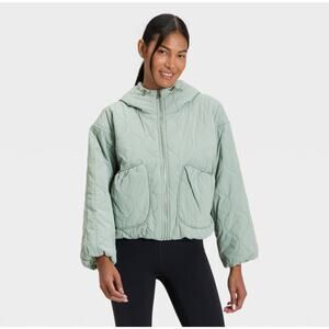 NWT All In Motion Women's Quilted Hooded Jacket  Color: Sage Green Size : Medium
